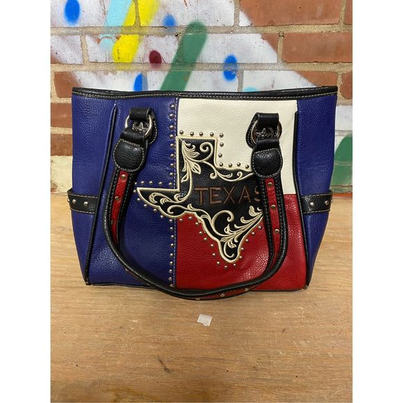 P& G Concealed Purses: Texas West American Flag Rhinestone Shoulder Bag Handbag - Picture 1 of 12